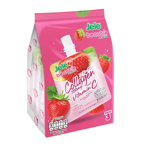 Jele Beautie Collagen 700mg and Vitamin-C Strawberry Flavor 140g 1x3