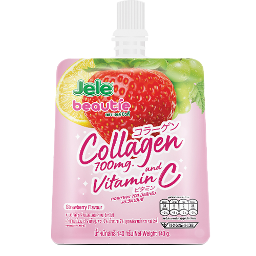 Jele Beautie Collagen 700mg and Vitamin-C Strawberry Flavor 140g 1x3x12