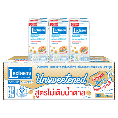 Lactasoy Poy Milk UHT Unsweetened Flavored 300ml 1x6x6