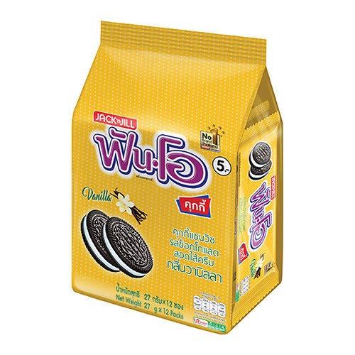 ®Jack&Jill Fun-O Chocolate Sandwich Cookies Cream Vanilla 27g 1x12