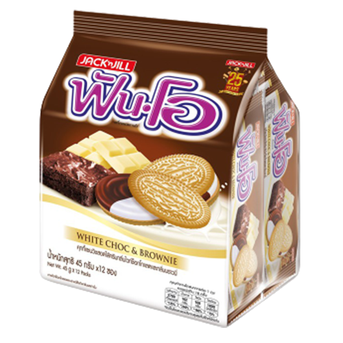 Jack&Jill Fun-O Sanwich Cake Cream White Choc and Brownie 27g 1x12