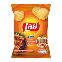 I1 Lay's Rock Ridged Potato Chips Extra Barbecue Flavor 42 g / (หน่วย)