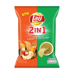 lays 2in1ກຸ້ງເຜົາ+ນ້ຳຈີ້ມຊີຟູດ 42 g / (หน่วย)