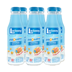 Lactasoy Prompt Soy Milk UHT Plain Sweetened 350ml 1x6 / (Pack)